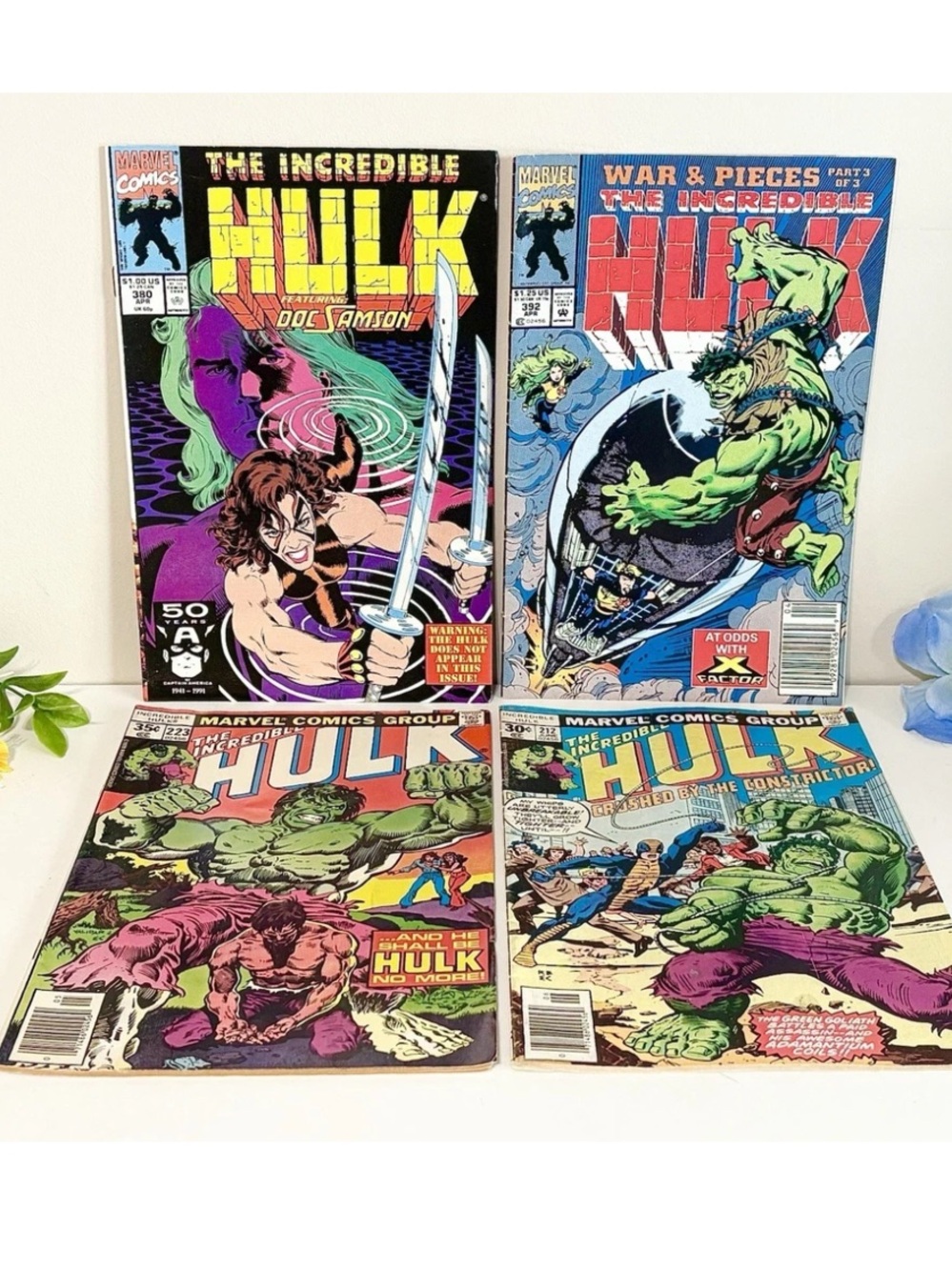 Vintage Incredible Hulk Comic Lot Set of 4 Collectible Marvel Super Heroes Books